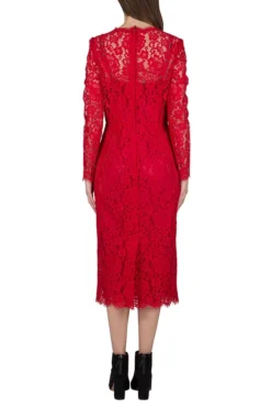 Dolce & Gabbana Long Sleeve Lace Dress - Red -Cheap Vestureo Store a7d3dcc1cda846d4adeee64b95f7c761