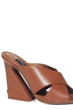 ( New Season ) Dolce & Gabbana Keira Geometric-Heel Mules - Brown -Cheap Vestureo Store a81ca67a39dc91fcaa3aeaed5ad1dbb1