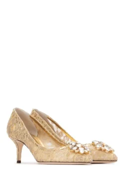 Dolce & Gabbana Crystal-Embellished Lace Pumps - Gold -Cheap Vestureo Store a8a6aeb4c9a32b8694d0df007a3825c0