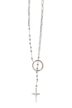 ( New Season ) Dolce & Gabbana Rosary Cross Necklace - Silver -Cheap Vestureo Store a8be8afcc17819034fb4c9032a9c790a