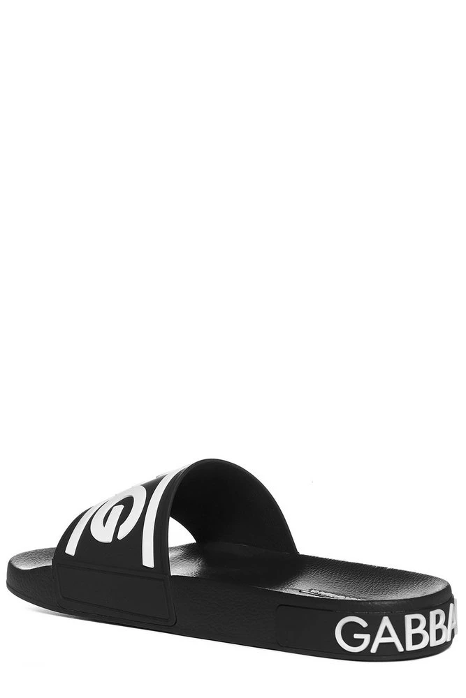( New Season ) Dolce & Gabbana DG Logo Embossed Slides - Black 3 ( New Season ) Dolce & Gabbana DG Logo Embossed Slides - Black - Image 3