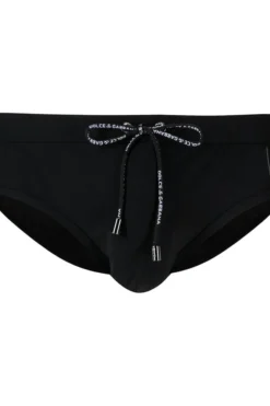 ( New Season ) Dolce & Gabbana Drawstring Swim Briefs - Black