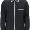 ( New Season ) Dolce & Gabbana Logo Trim Buttoned Shirt - Black