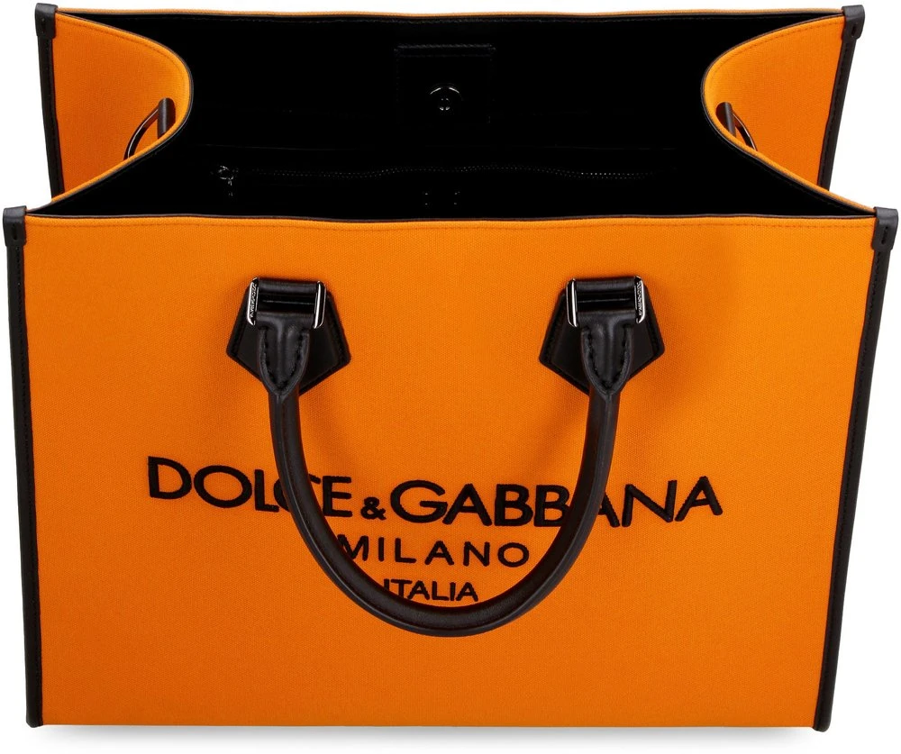 ( New Season ) Dolce & Gabbana Embroidered Logo Tote Bag - Orange 5 ( New Season ) Dolce & Gabbana Embroidered Logo Tote Bag - Orange - Image 5