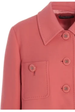 ( New Season ) Dolce & Gabbana DG Logo Single-Breasted Coat - Pink -Cheap Vestureo Store a9bea4bce6a2cc00126a75d44ffc0cec