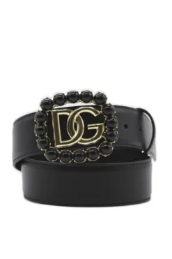 Dolce & Gabbana Logo Plaque Buckle Belt - Black