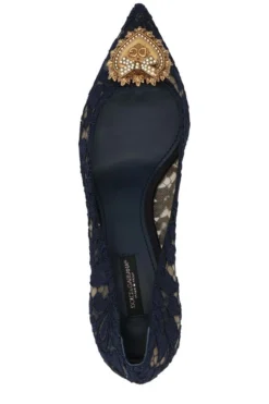 ( New Season ) Dolce & Gabbana Lace Detailed Pointed-Toe Pumps - Navy -Cheap Vestureo Store ab2a0c0beeec66694564ee58e03f0e79