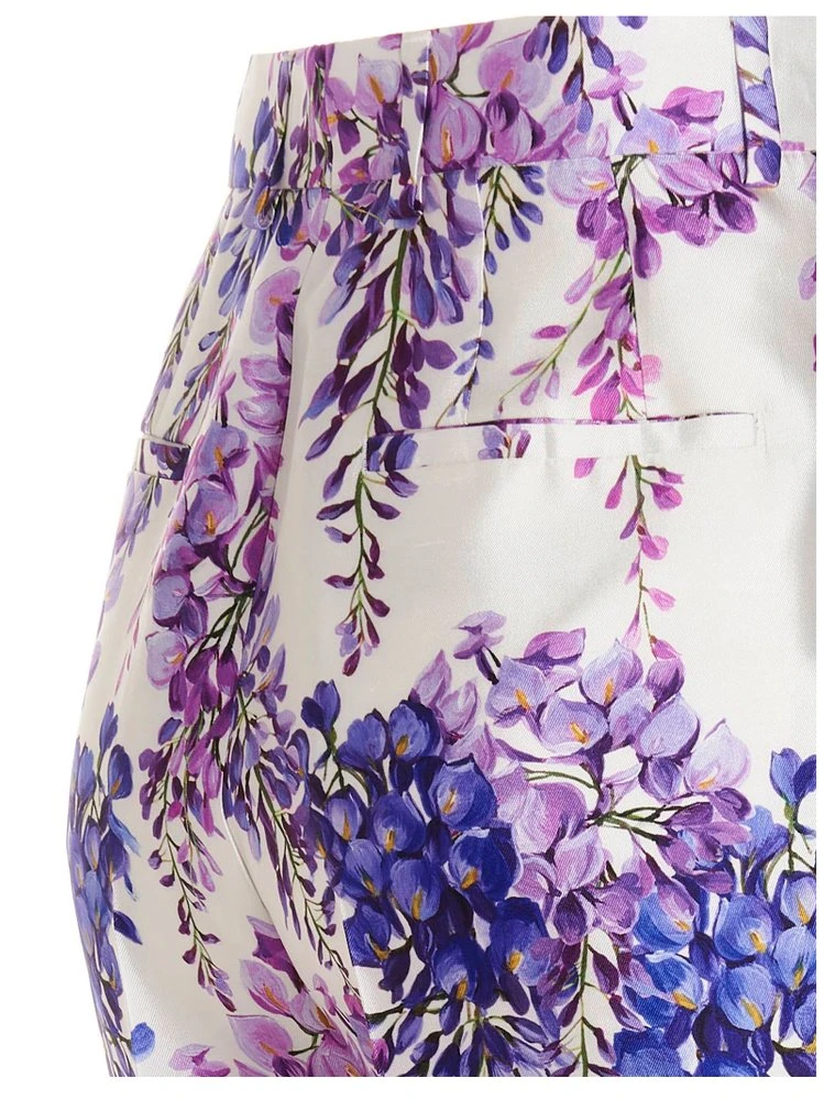( New Season ) Dolce & Gabbana Wisteria-Printed Mikado Pants - Purple 4 ( New Season ) Dolce & Gabbana Wisteria-Printed Mikado Pants - Purple - Image 4