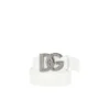( New Season ) Dolce & Gabbana DG Logo Buckle Belt - White
