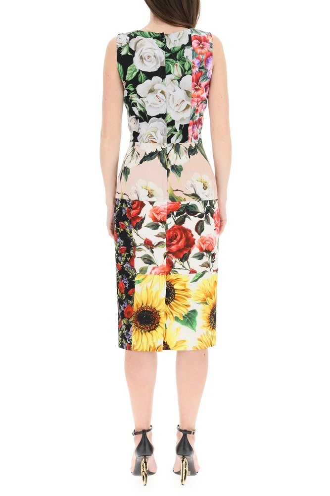 Dolce & Gabbana Floral Patchwork Midi Dress - Multi 4 Dolce & Gabbana Floral Patchwork Midi Dress - Multi - Image 4