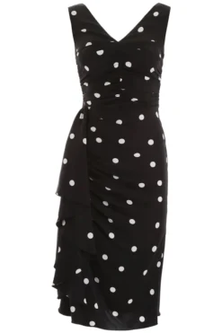 Dolce & Gabbana Polka-Dot Ruched Dress - Black