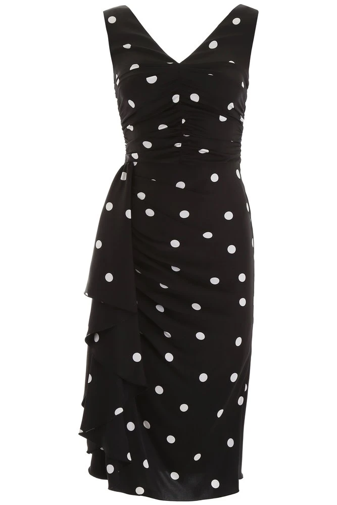 Dolce & Gabbana Polka-Dot Ruched Dress - Black 1 Dolce & Gabbana Polka-Dot Ruched Dress - Black
