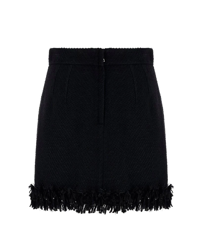 ( New Season ) Dolce & Gabbana High Waisted Frayed Mini Skirt - Black 2 ( New Season ) Dolce & Gabbana High Waisted Frayed Mini Skirt - Black - Image 2
