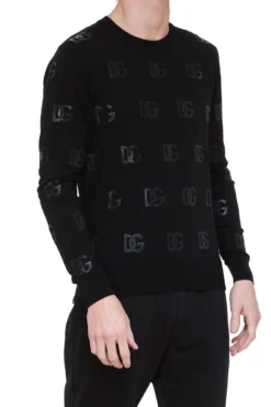 ( New Season ) Dolce & Gabbana Allover Logo Crewneck Sweater - Black -Cheap Vestureo Store ad9f46d8523de33158117d2dc3b2da4c