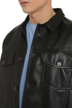 Dolce & Gabbana Buttoned Leather Jacket - Black -Cheap Vestureo Store aec98bc44320c4f2522b2c51c73cb561