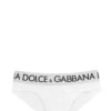 ( New Season ) Dolce & Gabbana Low-Waisted Logo Waistband Briefs - White