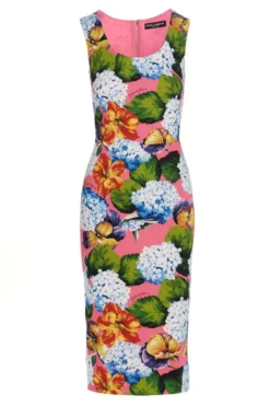 ( New Season ) Dolce & Gabbana Sleeveless Graphic Printed Midi Dress - Multi