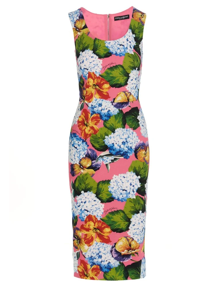 ( New Season ) Dolce & Gabbana Sleeveless Graphic Printed Midi Dress - Multi 1 ( New Season ) Dolce & Gabbana Sleeveless Graphic Printed Midi Dress - Multi