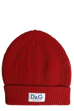 Dolce & Gabbana Logo Patch Turn-Up Brim Beanie - Red