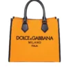 ( New Season ) Dolce & Gabbana Logo Embroidered Small Shopper Bag - Orange