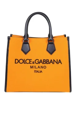 ( New Season ) Dolce & Gabbana Logo Embroidered Small Shopper Bag - Orange