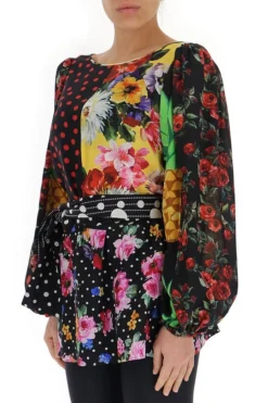 Dolce & Gabbana Patchwork Tie-Waist Blouse - Multi -Cheap Vestureo Store af706a50627eaf8a310c4b86e3b30a02