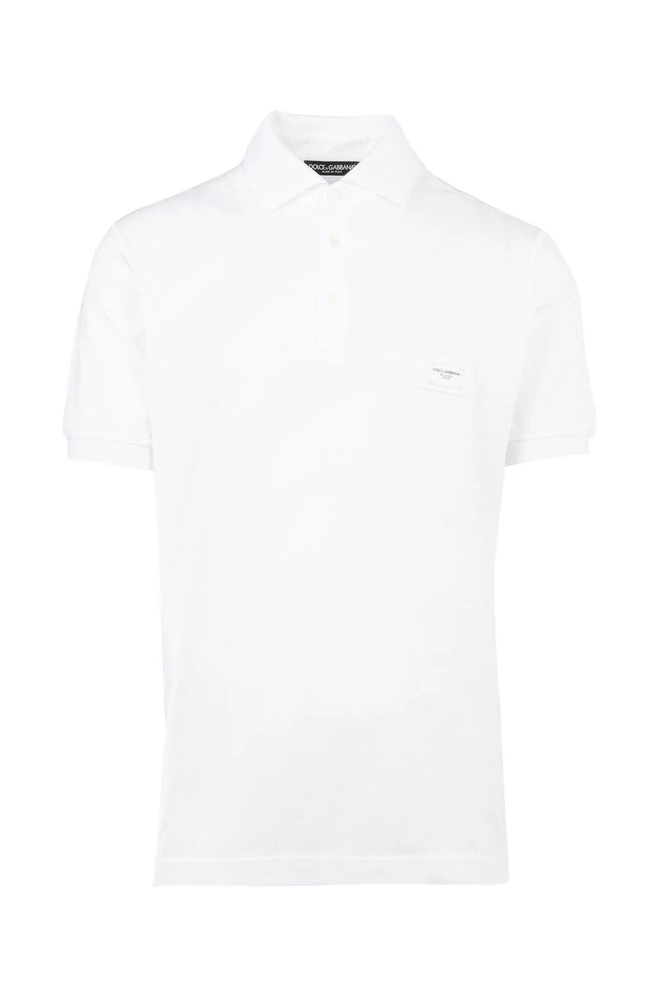 Dolce & Gabbana Logo Plaque Polo Shirt - White 1 Dolce & Gabbana Logo Plaque Polo Shirt - White