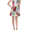 ( New Season ) Dolce & Gabbana Floral Printed Square Neck Mini Dress - Multi