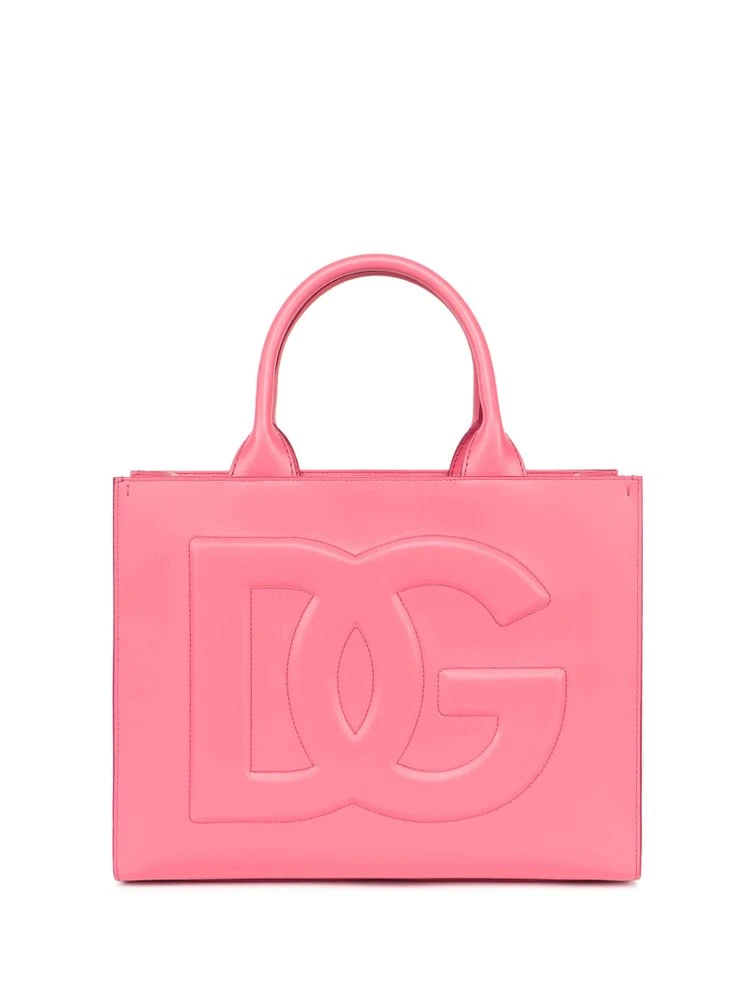 Dolce & Gabbana Logo Embossed Top Handle Tote Bag - Pink 1 Dolce & Gabbana Logo Embossed Top Handle Tote Bag - Pink