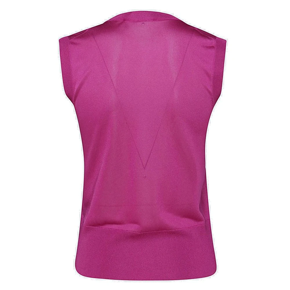 ( New Season ) Dolce & Gabbana Logo Plaque Knit Vest - Pink 2 ( New Season ) Dolce & Gabbana Logo Plaque Knit Vest - Pink - Image 2