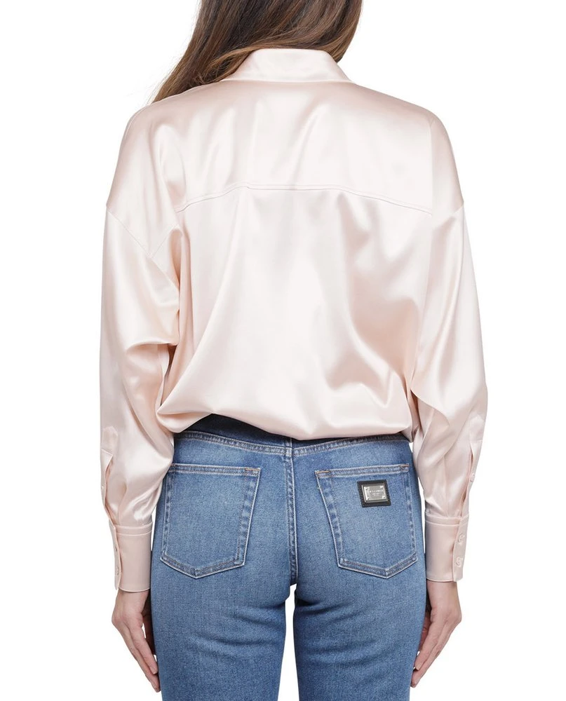 ( New Season ) Dolce & Gabbana Oversized Satin Shirt - Pink 2 ( New Season ) Dolce & Gabbana Oversized Satin Shirt - Pink - Image 2