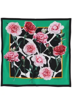 ( New Season ) Dolce & Gabbana Side Striped Floral Printed Scarf - Multi
