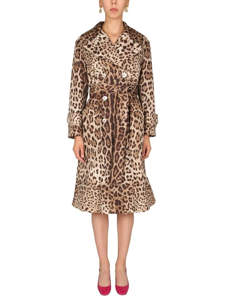 Dolce & Gabbana Animal Print Double Breasted Trench Coat - Multi 3 Dolce & Gabbana Animal Print Double Breasted Trench Coat - Multi - Image 3