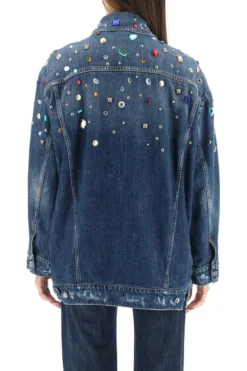 ( New Season ) Dolce & Gabbana Embellished Long-Sleeved Denim Jacket - Blue -Cheap Vestureo Store b2c7255554d38d2e5cdb1abc92f72de3