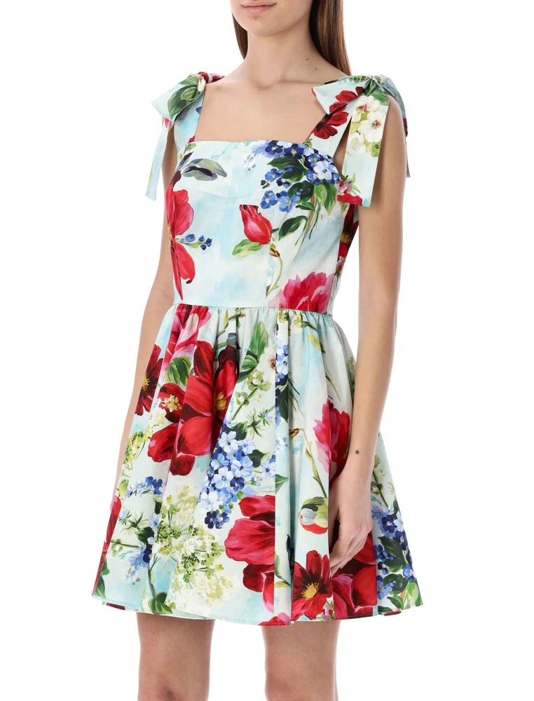 ( New Season ) Dolce & Gabbana Floral Printed Square Neck Mini Dress - Multi 3 ( New Season ) Dolce & Gabbana Floral Printed Square Neck Mini Dress - Multi - Image 3