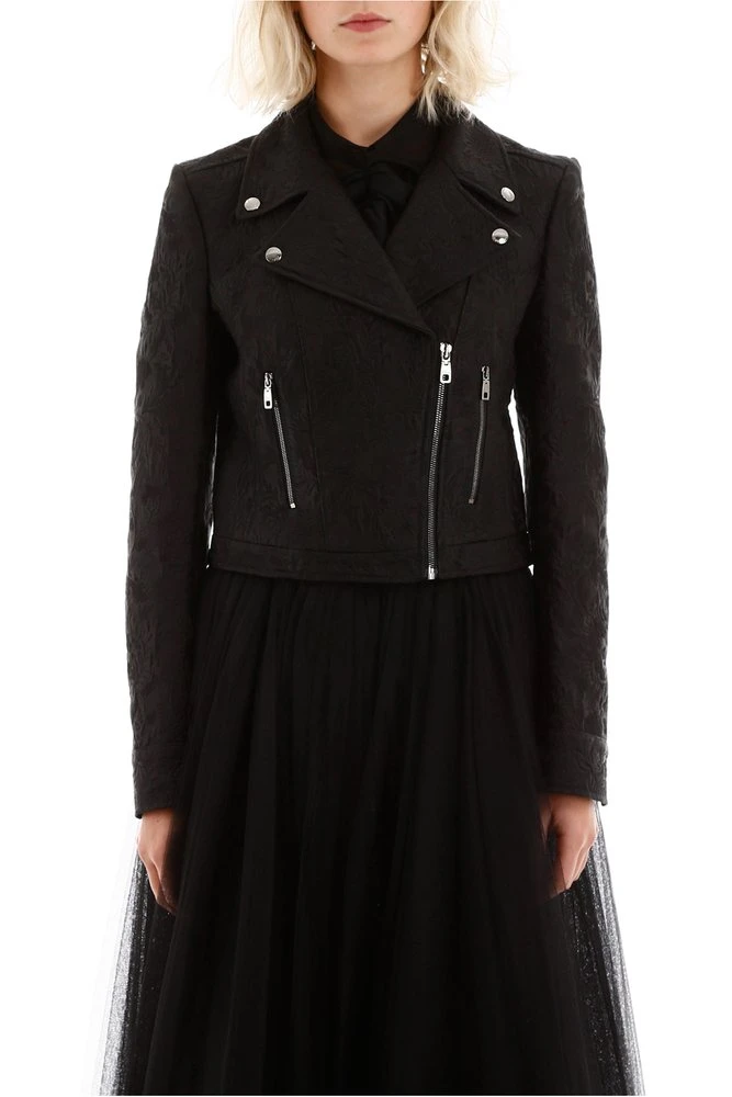 Dolce & Gabbana Jacquard Biker Jacket - Black 3 Dolce & Gabbana Jacquard Biker Jacket - Black - Image 3