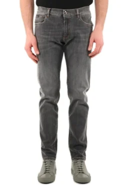( New Season ) Dolce & Gabbana Wash Slim-Fit Stretch Jeans - Grey
