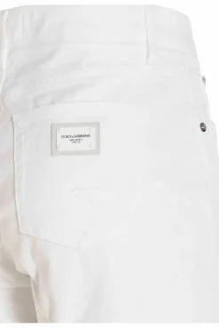 ( New Season ) Dolce & Gabbana Logo Patch Distressed Effect Jeans - White -Cheap Vestureo Store b4db03734548c2fdcc7b69e590e8d85e