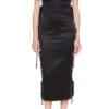 ( New Season ) Dolce & Gabbana Lace-Up Detail Midi Dress - Black