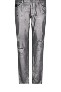 Dolce & Gabbana Distressed Metallic-Effect Jeans - Silver