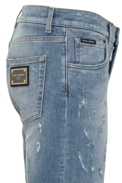 ( New Season ) Dolce & Gabbana Distressed Straight Leg Jeans - Blue -Cheap Vestureo Store b55f2d8e4da5304c8bdbbcb55e2d4fdc