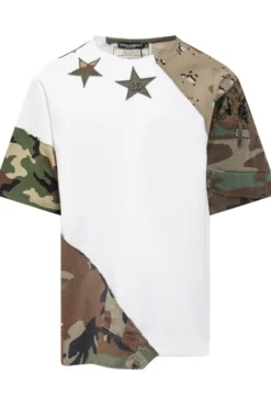 ( New Season ) Dolce & Gabbana DG Logo Camouflage Patchwork T-Shirt - Multi