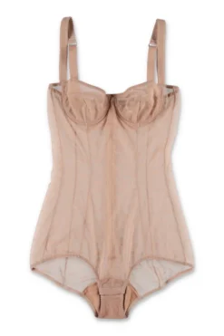 ( New Season ) Dolce & Gabbana DG Heart Embroidered Strapped Bodysuit - Beige