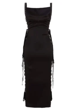 Dolce & Gabbana Lace-Up Detail Midi Dress - Black