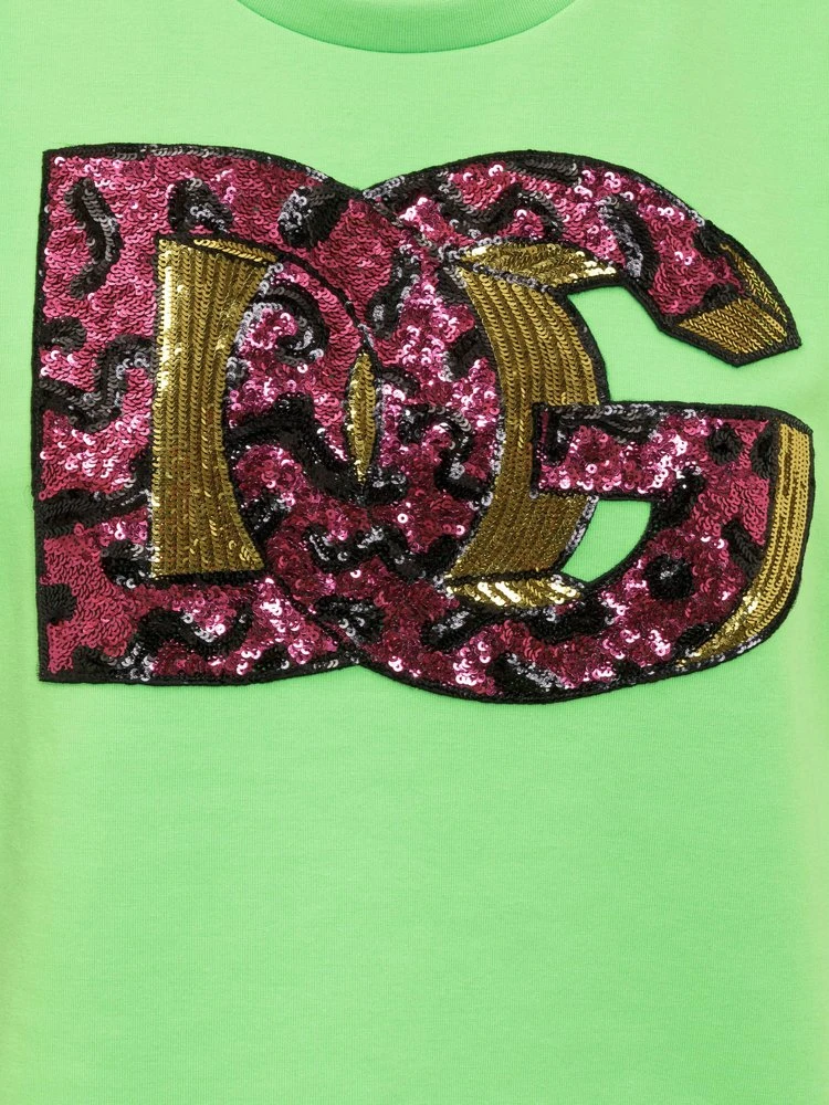 ( New Season ) Dolce & Gabbana Logo Embellished T-Shirt - Green 3 ( New Season ) Dolce & Gabbana Logo Embellished T-Shirt - Green - Image 3
