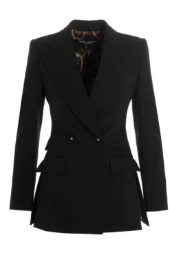 ( New Season ) Dolce & Gabbana Double Breasted Tailored Blazer - Black
