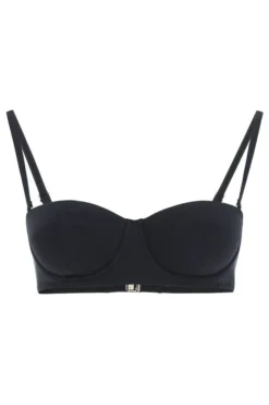 ( New Season ) Dolce & Gabbana Balconette Buckled Bikini Top - Black