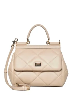 ( New Season ) Dolce & Gabbana Small Sicily Quilted Tote Bag - Beige