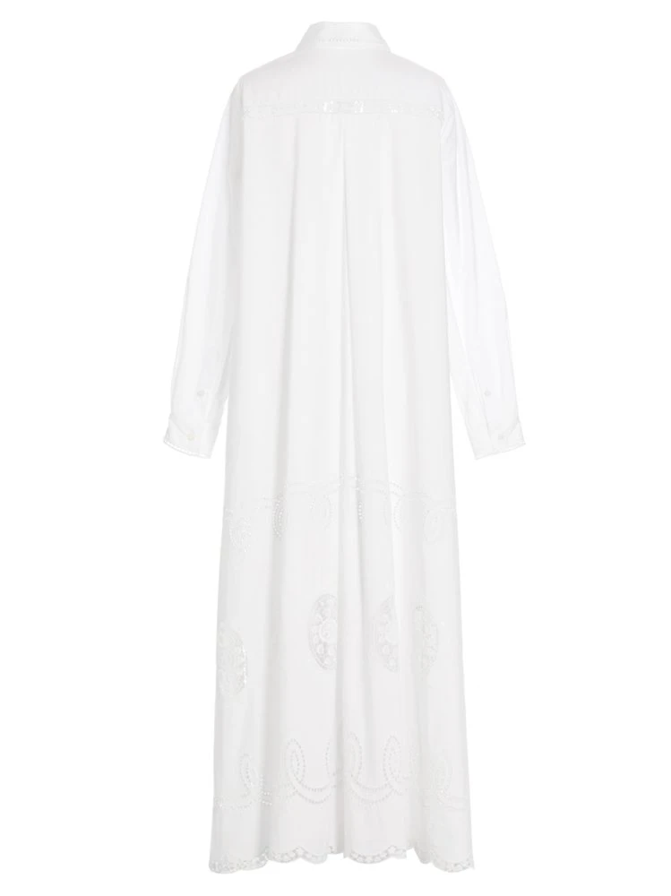 ( New Season ) Dolce & Gabbana Perforated Maxi Shirt Dress - White 2 ( New Season ) Dolce & Gabbana Perforated Maxi Shirt Dress - White - Image 2