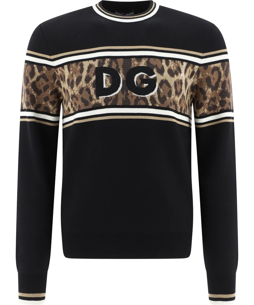 Dolce & Gabbana Leopard Intarsia Knit Sweater - Multi 1 Dolce & Gabbana Leopard Intarsia Knit Sweater - Multi